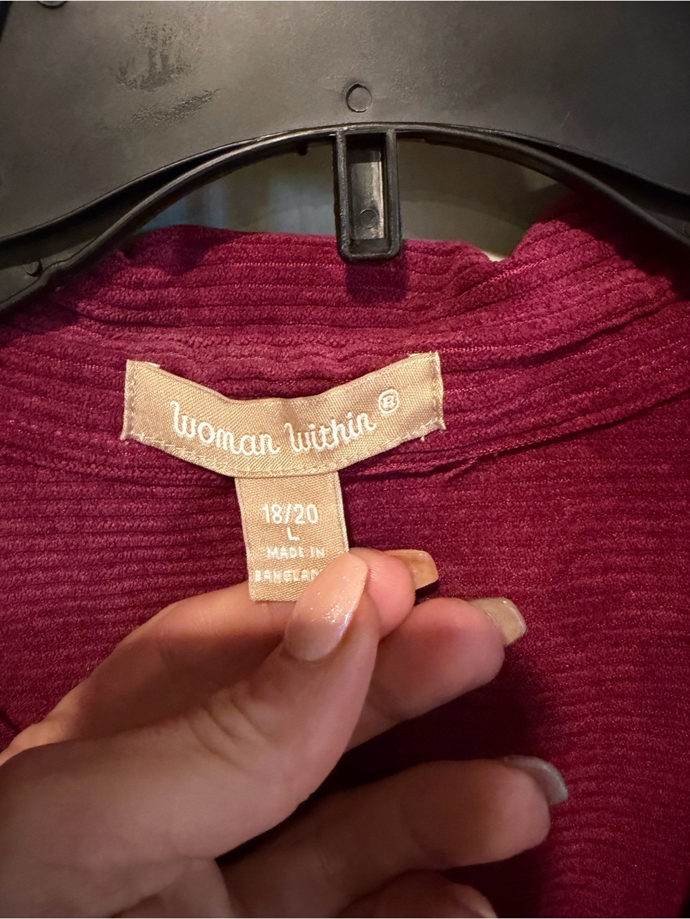 Woman Within Ribbed Button-Front Shacket — Berry - Picture 2 of 3